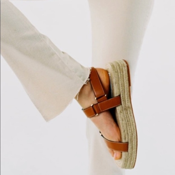 Zara Topstitched Jute Platform Sandals - Picture 2 of 5